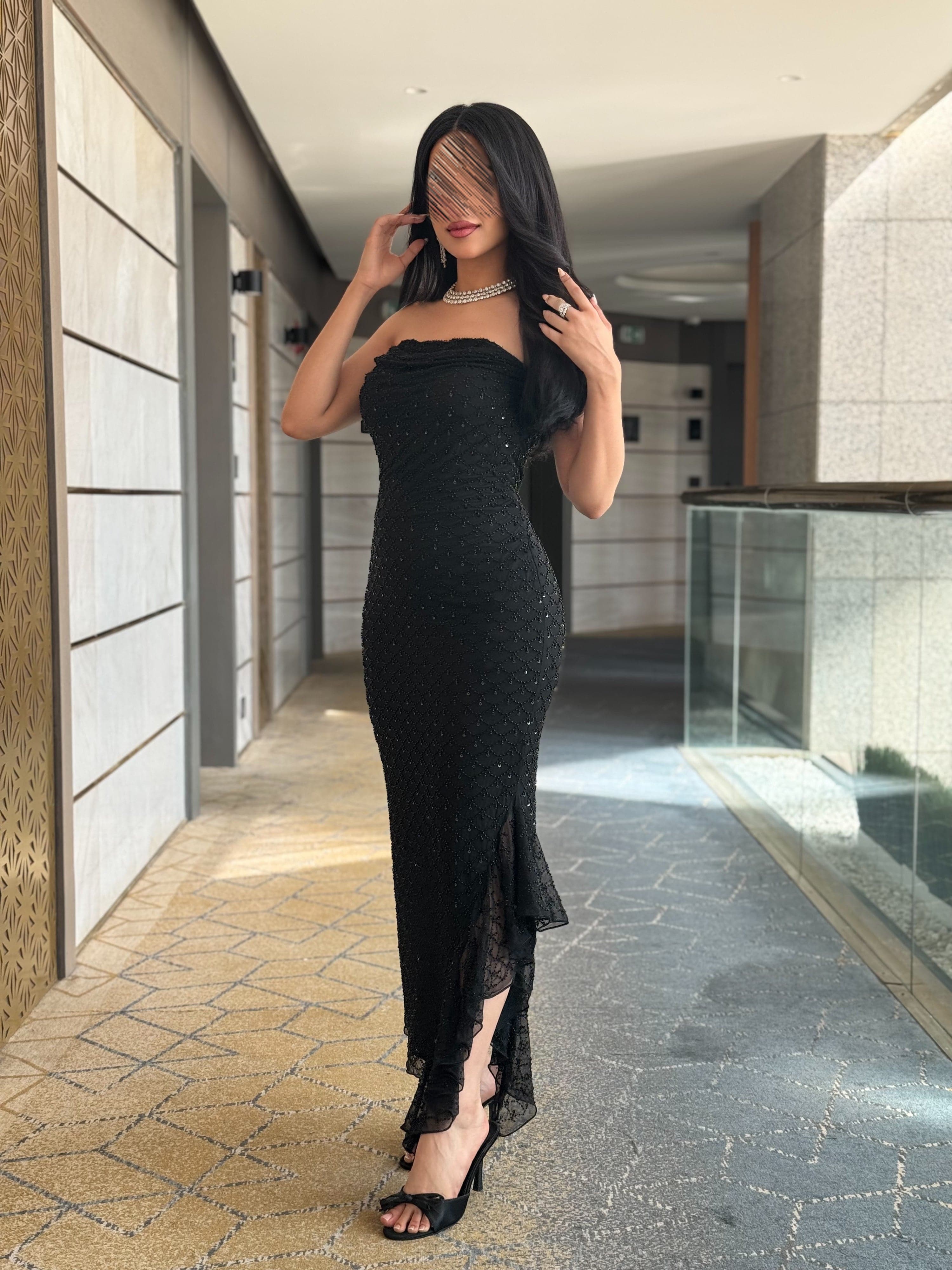 فستان سهرة توب ناعم مع ماسك