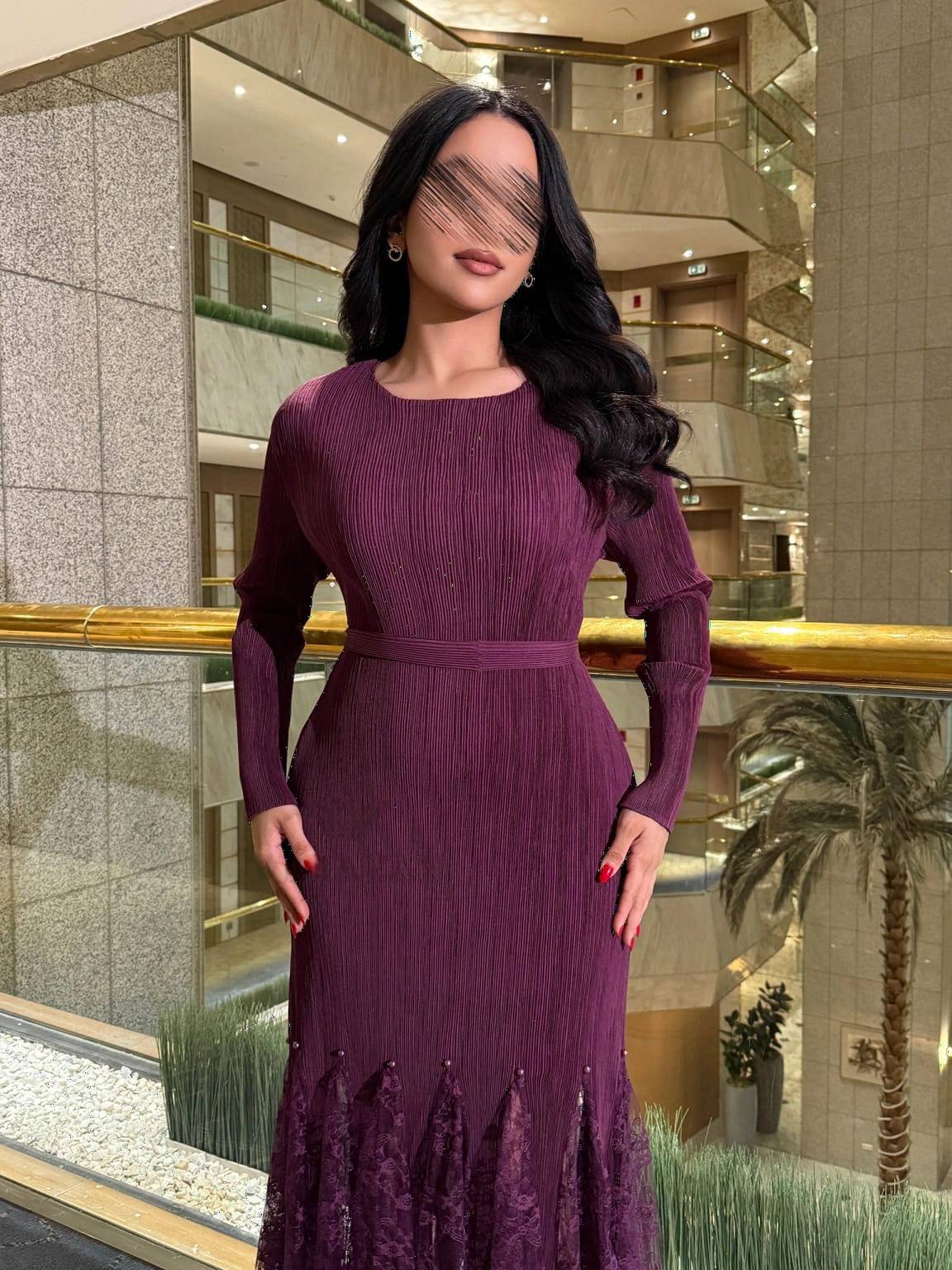 فستان ماسك استرتش أنيق بحزام خصر قماش لترا بيليسه