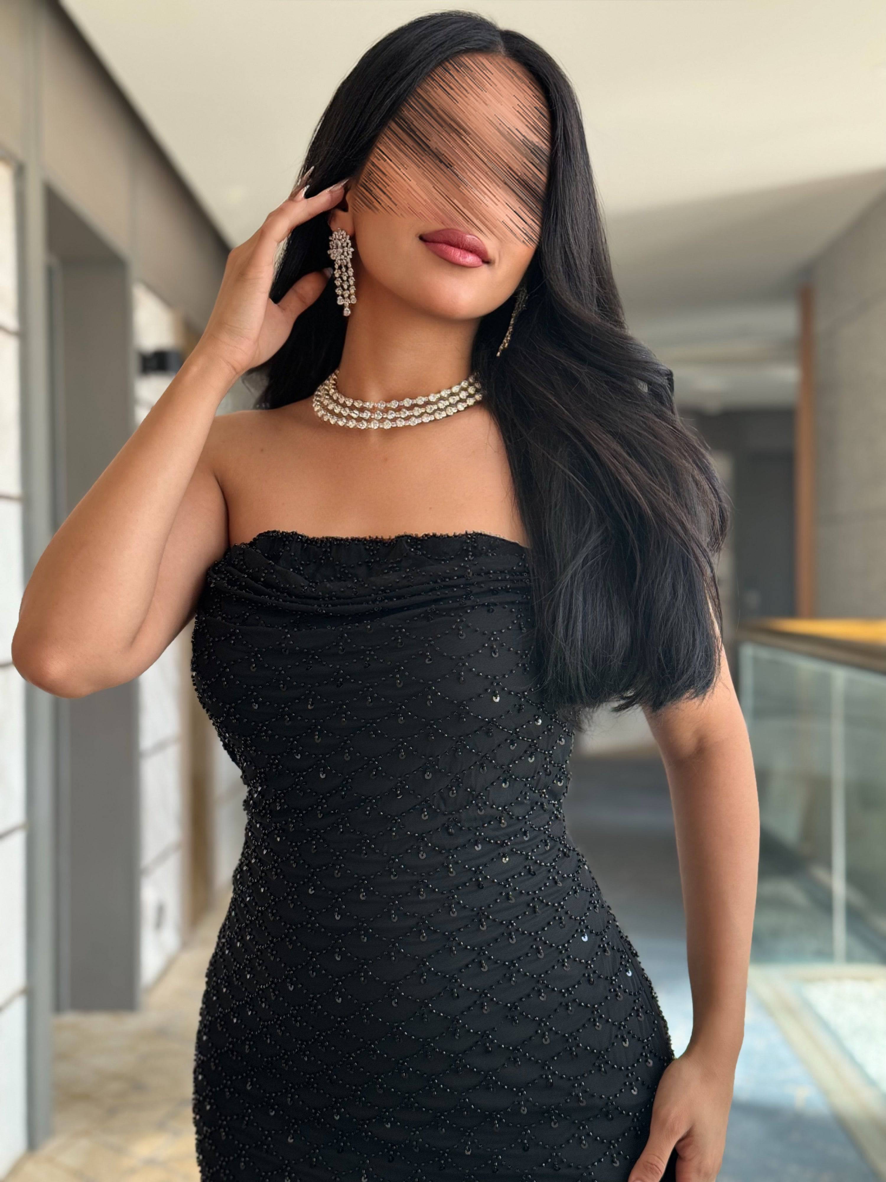 فستان سهرة توب ناعم مع ماسك
