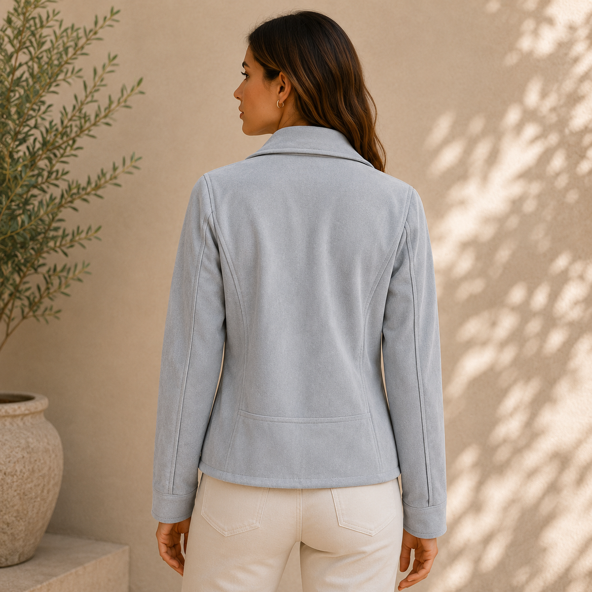 Bikerjacke Damen aus Kunstleder – klassische Übergangsjacke mit Reißverschluss