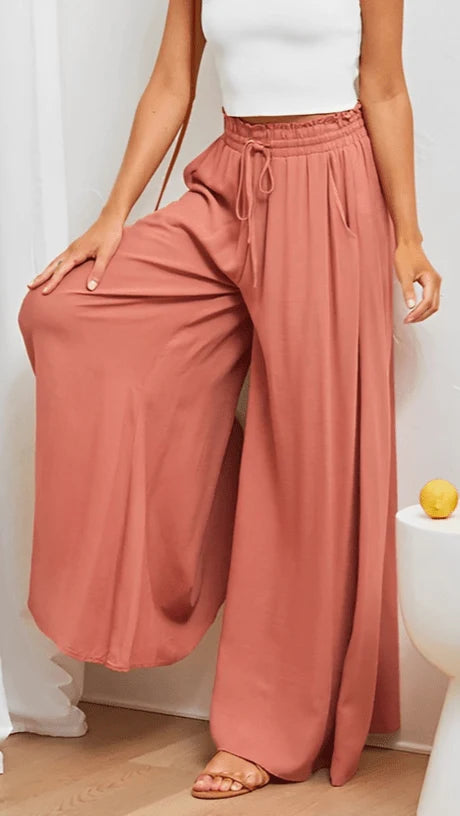 Damen Hose mit weitem Bein und elastischem Bund