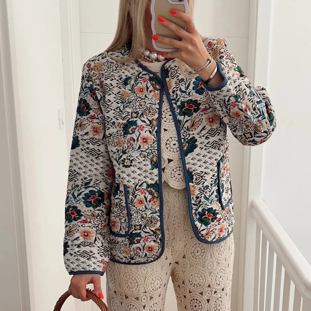 Damen Langarm Rundhalsjacke mit Taschen kenzuu