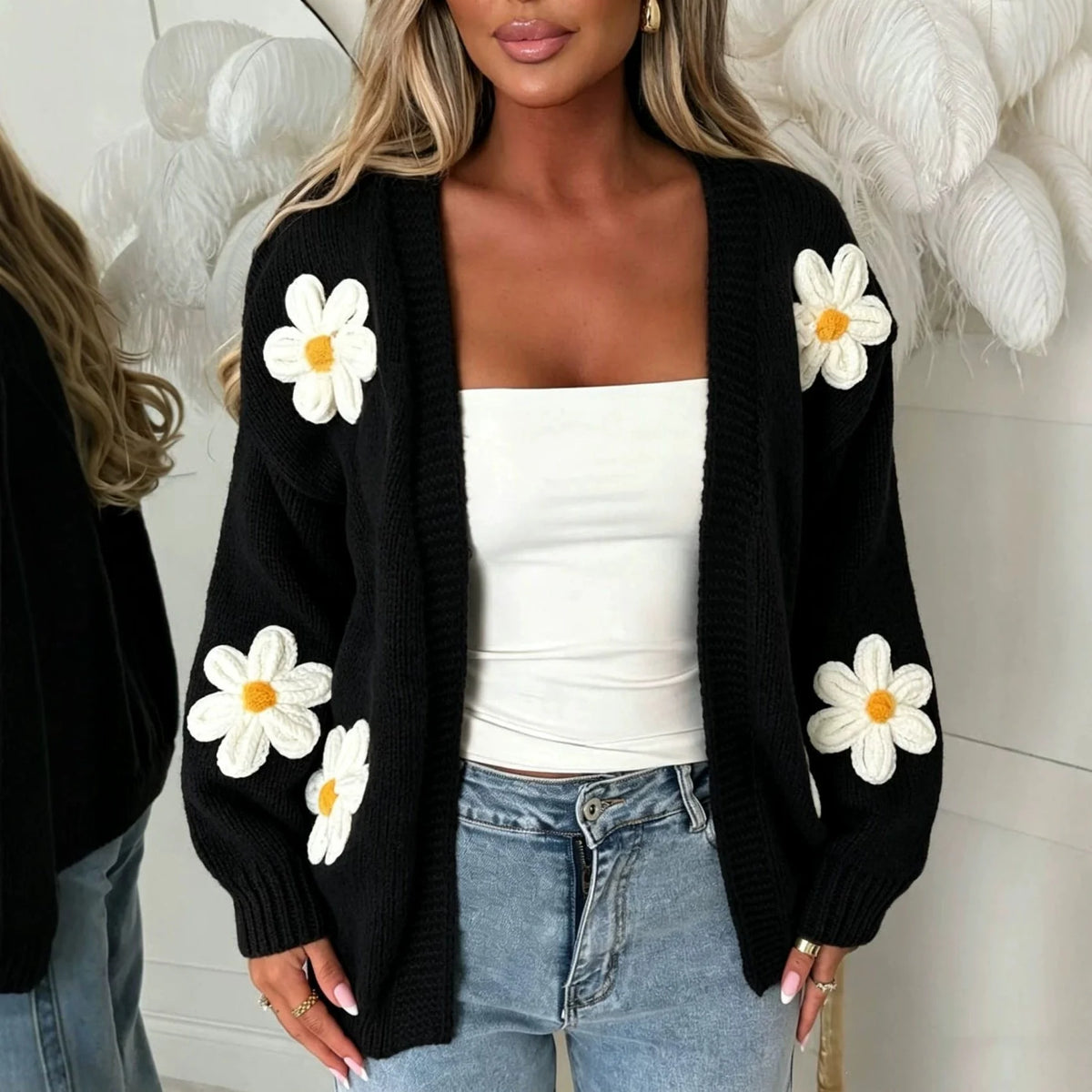 Damen Oversized Langarm-Cardigan kenzuu