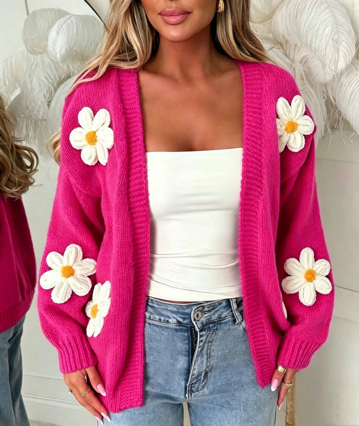 Damen Oversized Langarm-Cardigan kenzuu