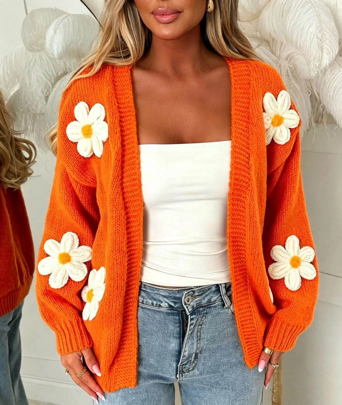 Damen Oversized Langarm-Cardigan kenzuu