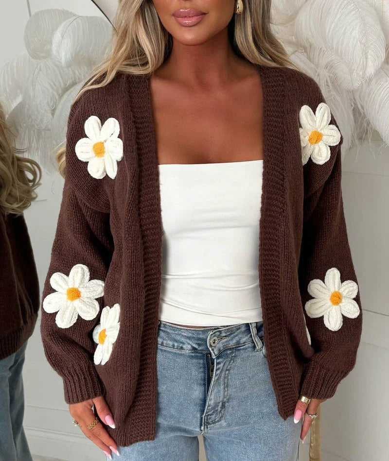 Damen Oversized Langarm-Cardigan kenzuu