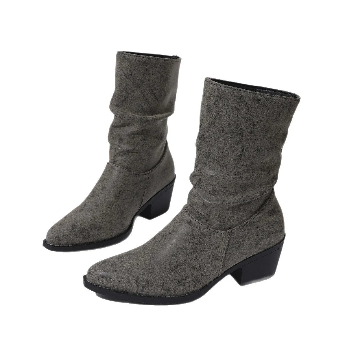 Damen Slouch-Stiefeletten mit Blockabsatz