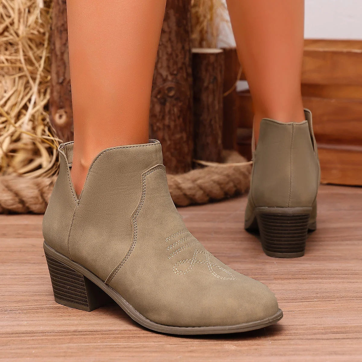 Damen Stiefeletten Mit Blockabsatz Und Bequemer Passform kenzuu