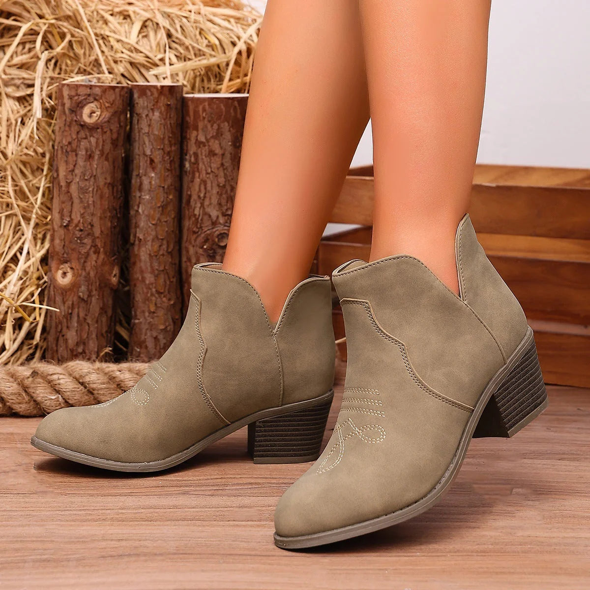 Damen Stiefeletten Mit Blockabsatz Und Bequemer Passform kenzuu