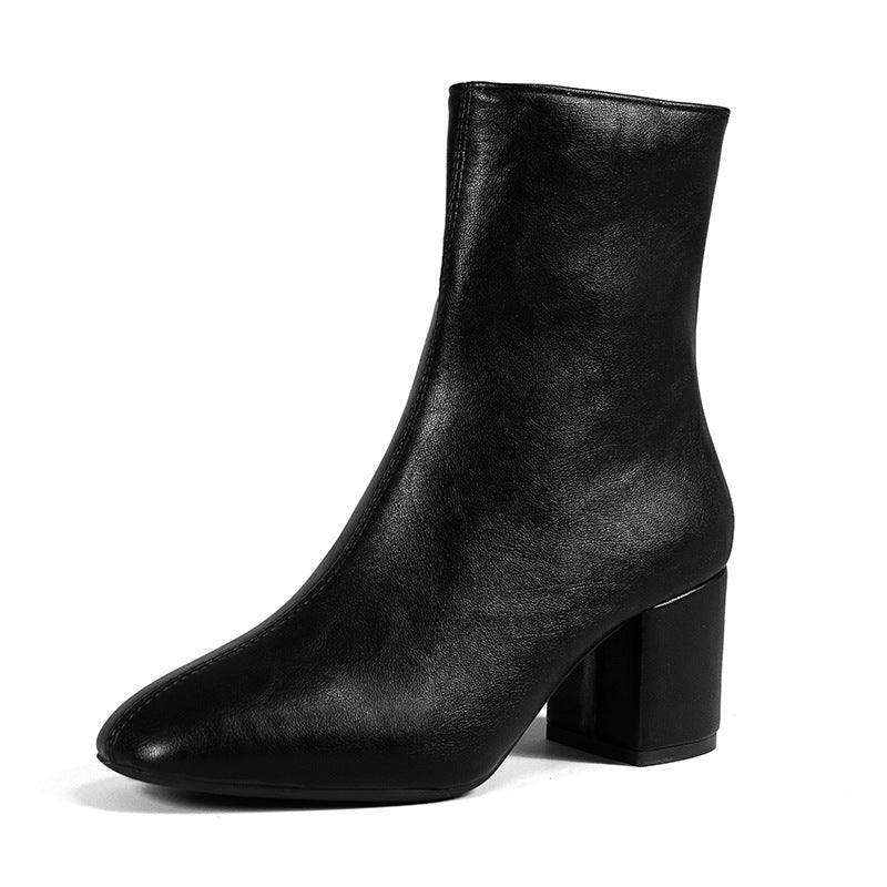 Damen Stiefeletten Mit Blockabsatz Und Reißverschluss