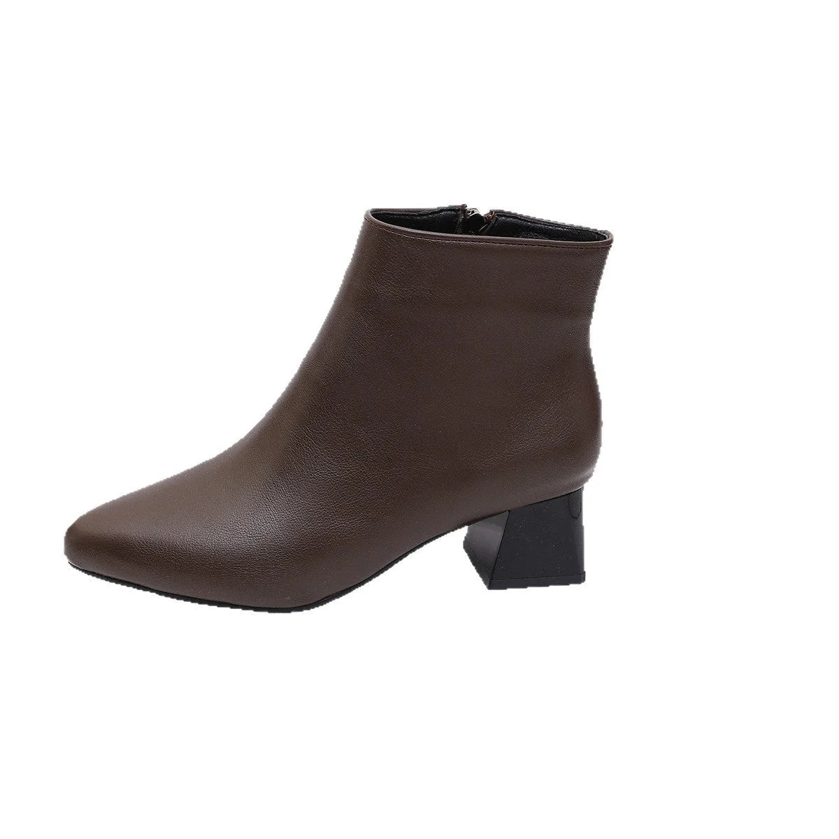 Damen Stiefeletten mit Blockabsatz und Reißverschluss