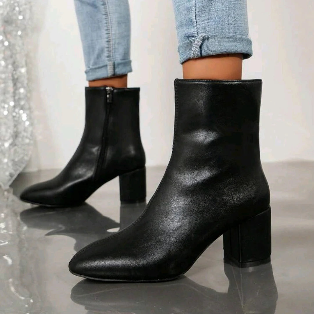 Damen Stiefeletten mit Blockabsatz und Reißverschluss kenzuu