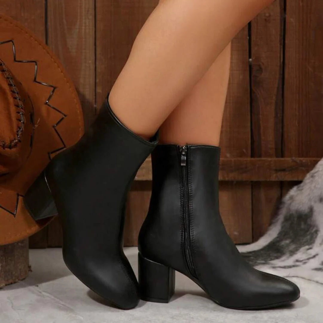 Damen Stiefeletten mit Blockabsatz und Vielseitigem Design