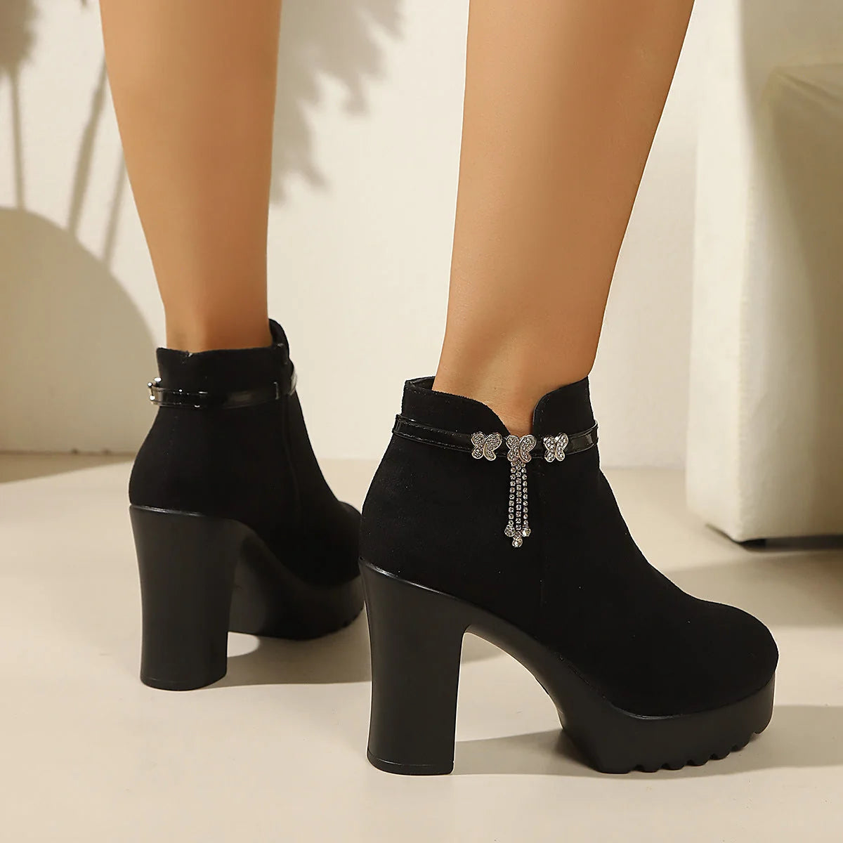 Damen Stiefeletten Mit Glitzer-Detail Und Rutschfester Sohle
