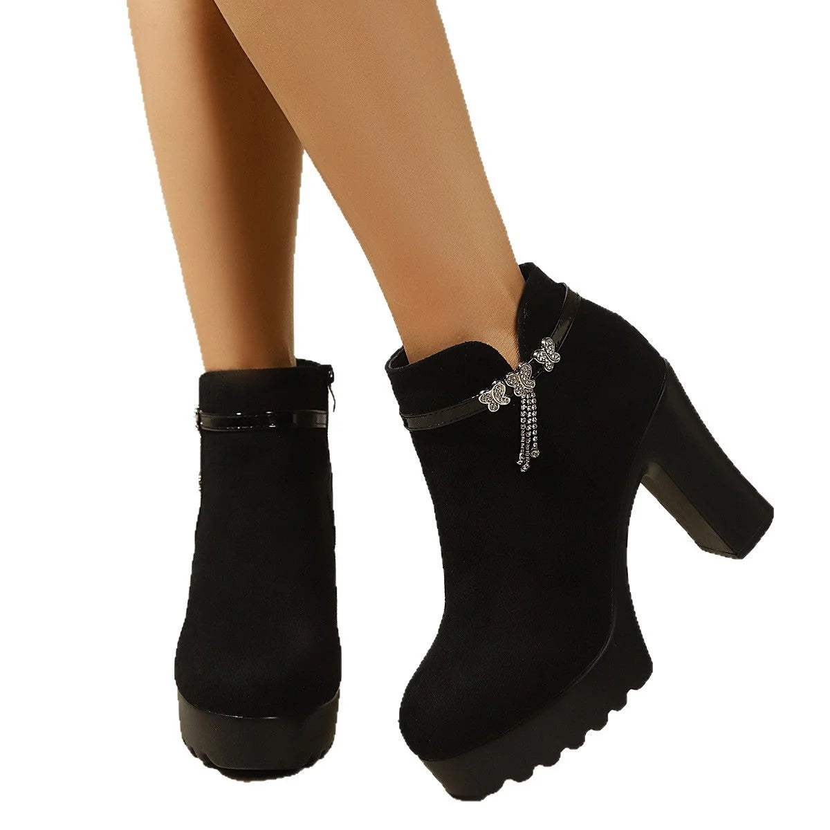 Damen Stiefeletten Mit Glitzer-Detail Und Rutschfester Sohle