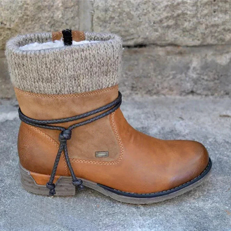 Damen Strick-Stulpen-Ankle Boots mit Schnürung kenzuu