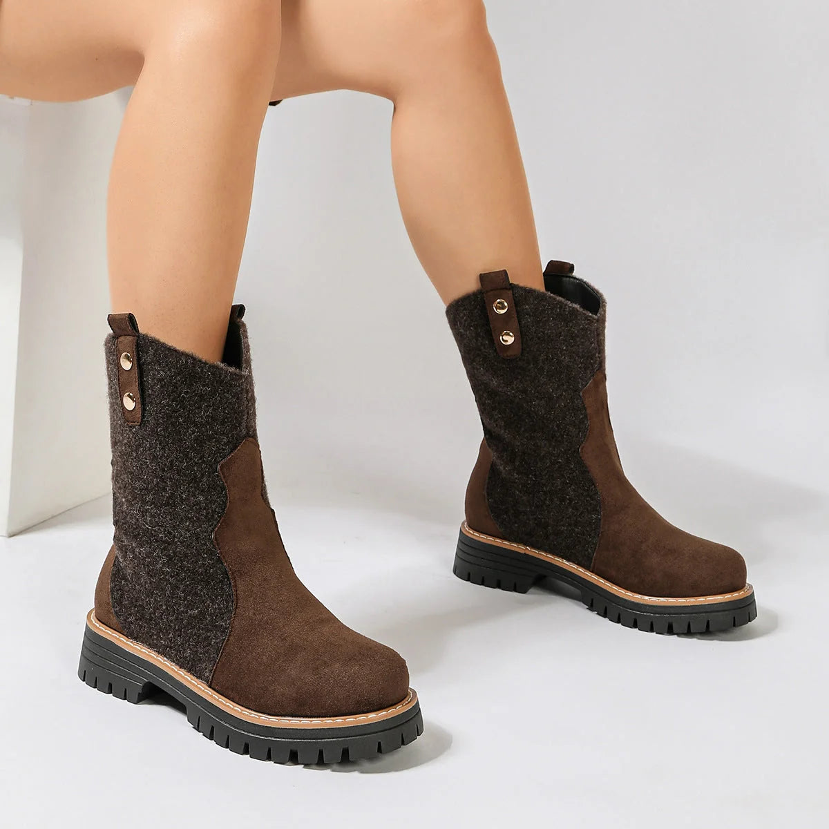 Damen Winterstiefel mit Fleece und robuster Gummisohle