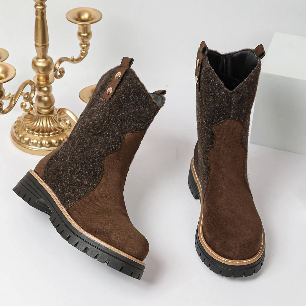Damen Winterstiefel mit Fleece und robuster Gummisohle