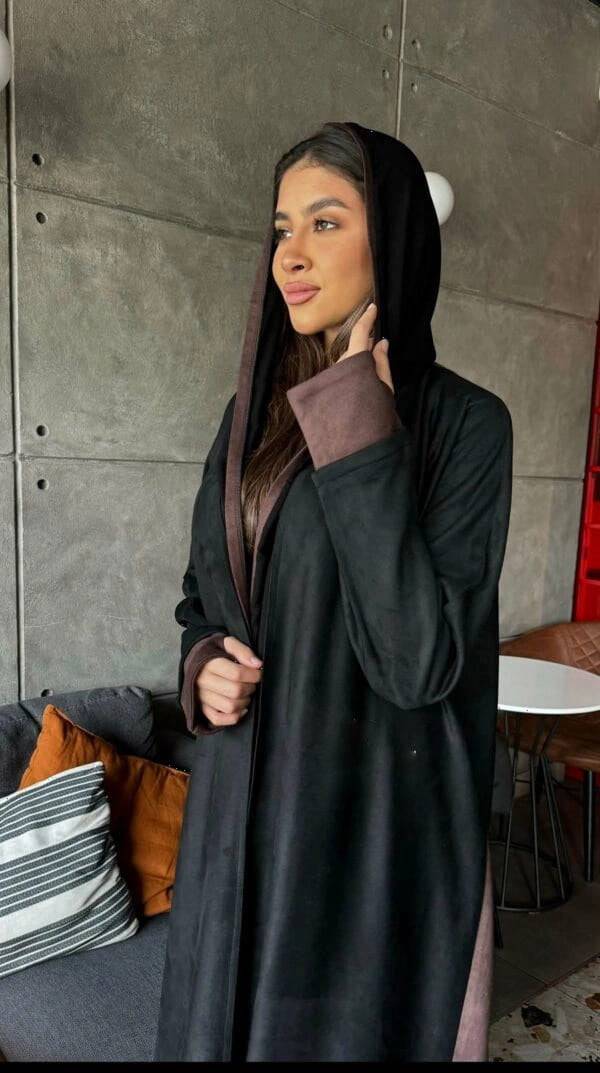 عباية شتوية شمواه ملكي فاخرة بتدخيلة لون مع كابيشون واسعة