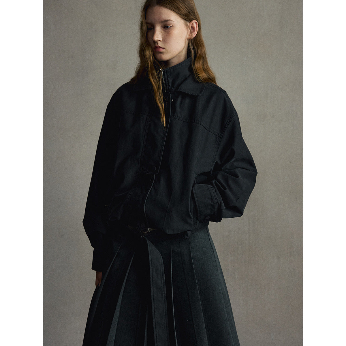 Kenzuu Damen Baumwolle Stehkragen Utility Jacke Reißverschluss M63463
