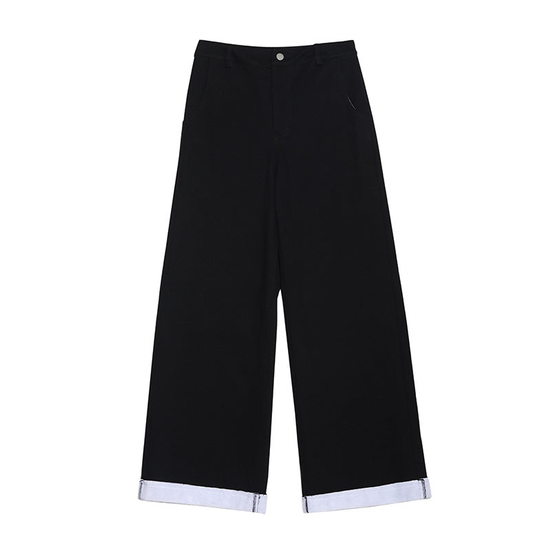 Kenzuu Damen Fleece Gefütterte Weite Jeans Kontrastfarben | D5273-L1
