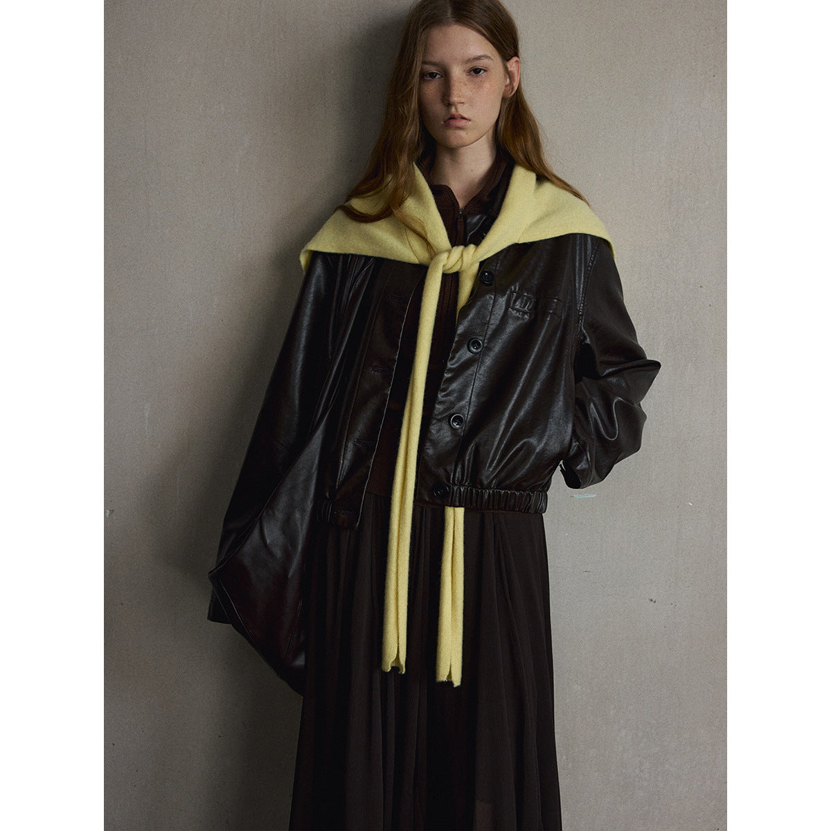 Kenzuu Damen PU Lederjacke mit Umlegekragen M63291