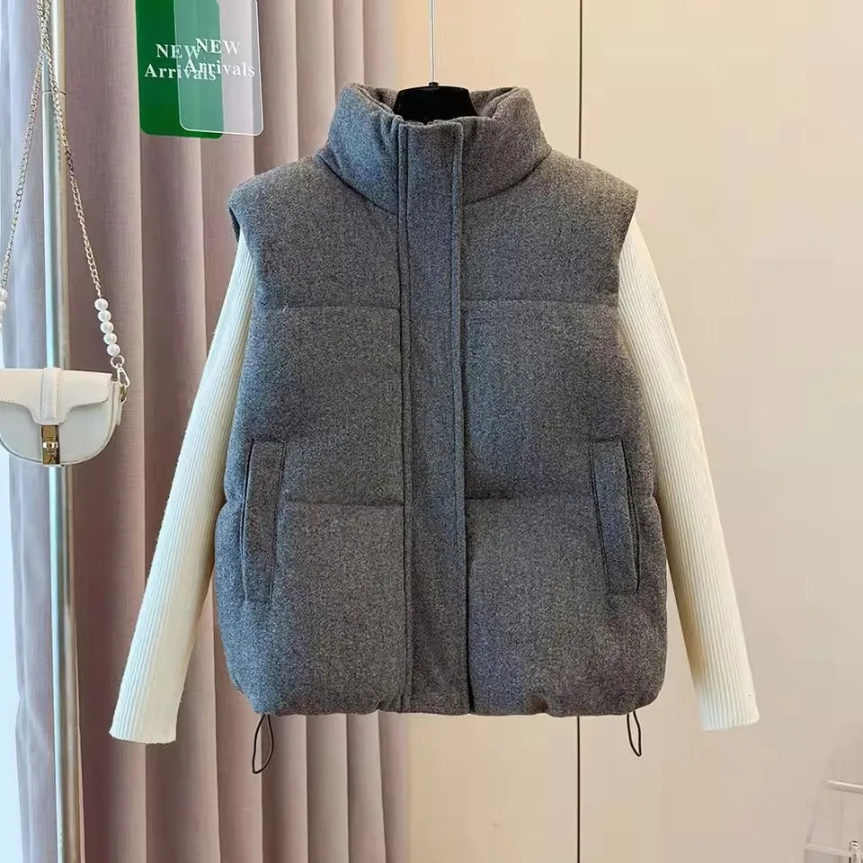 Kenzuu Damen Steppweste Dicke Warme Ärmellose Jacke Mit Stehkragen