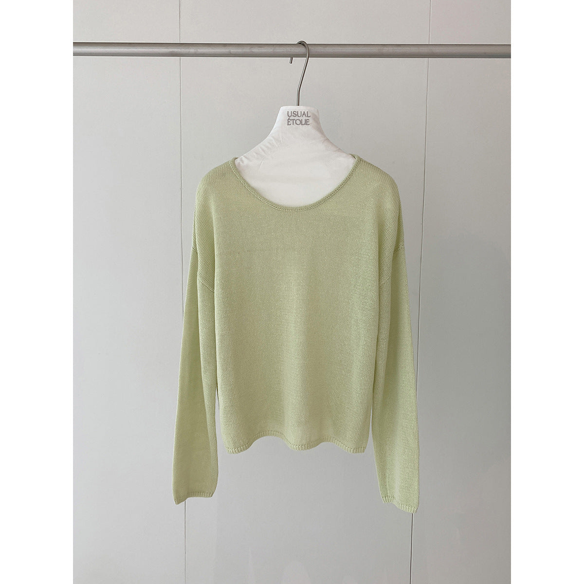 Kenzuu Damen Strickpullover Rundhals Leinenmischung Locker M8071-VW