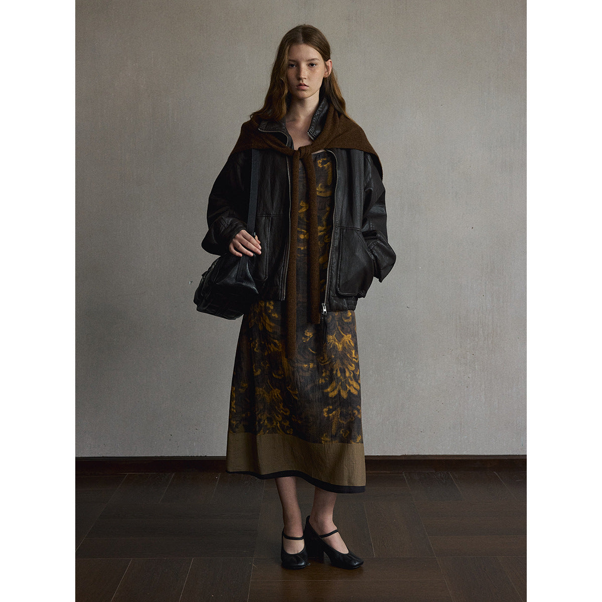 Kenzuu Damen Vintage Kunstlederjacke mit Stehkragen M63199