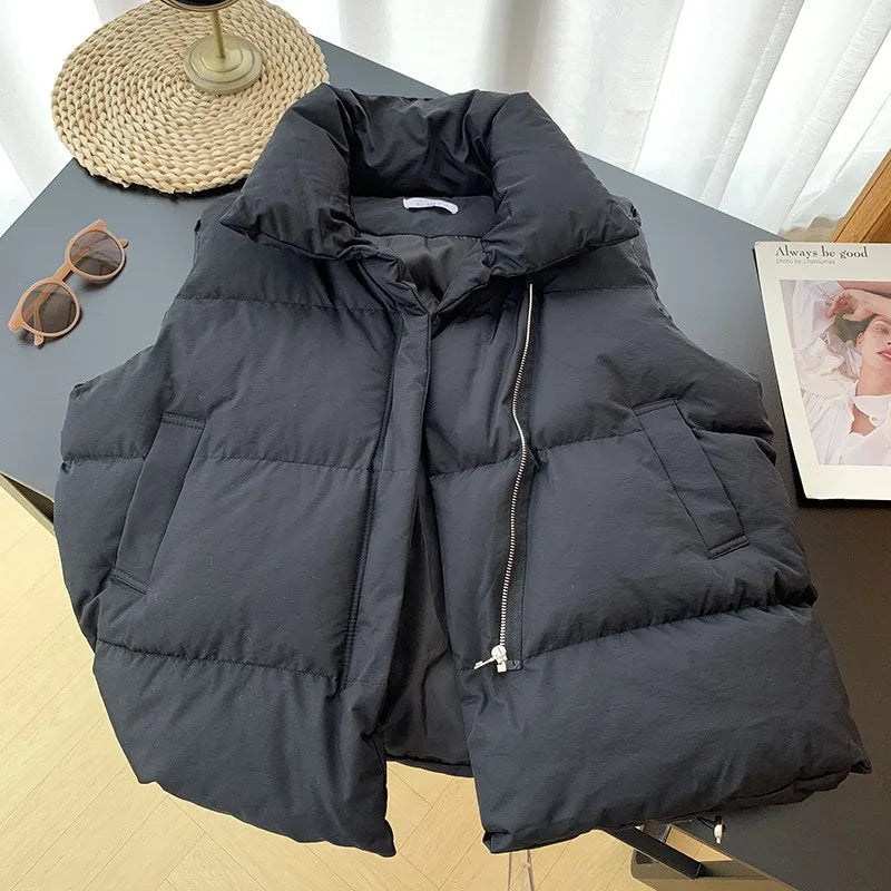 Kenzuu Damen Weste Stehkragen Gesteppt Ärmellose Winter Jacke