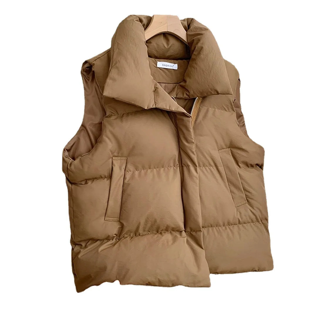 Kenzuu Damen Weste Stehkragen Gesteppt Ärmellose Winter Jacke