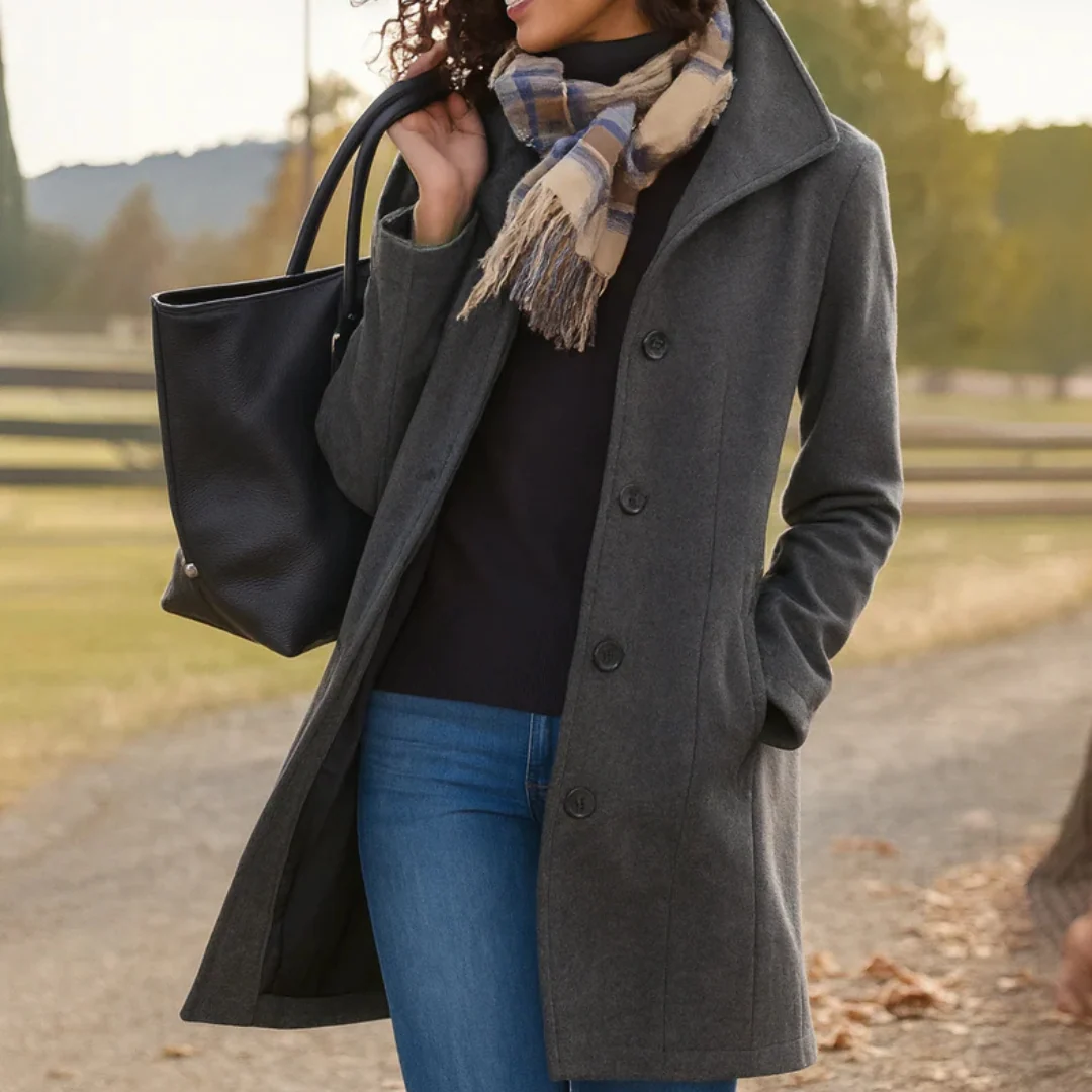 Trenchcoat Damen lang – klassischer Übergangsmantel mit Knopfleiste
