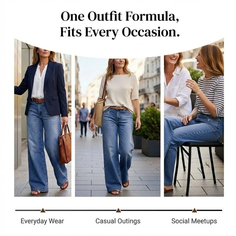 Retro Hochtaillierte Weite Jeans für Damen
