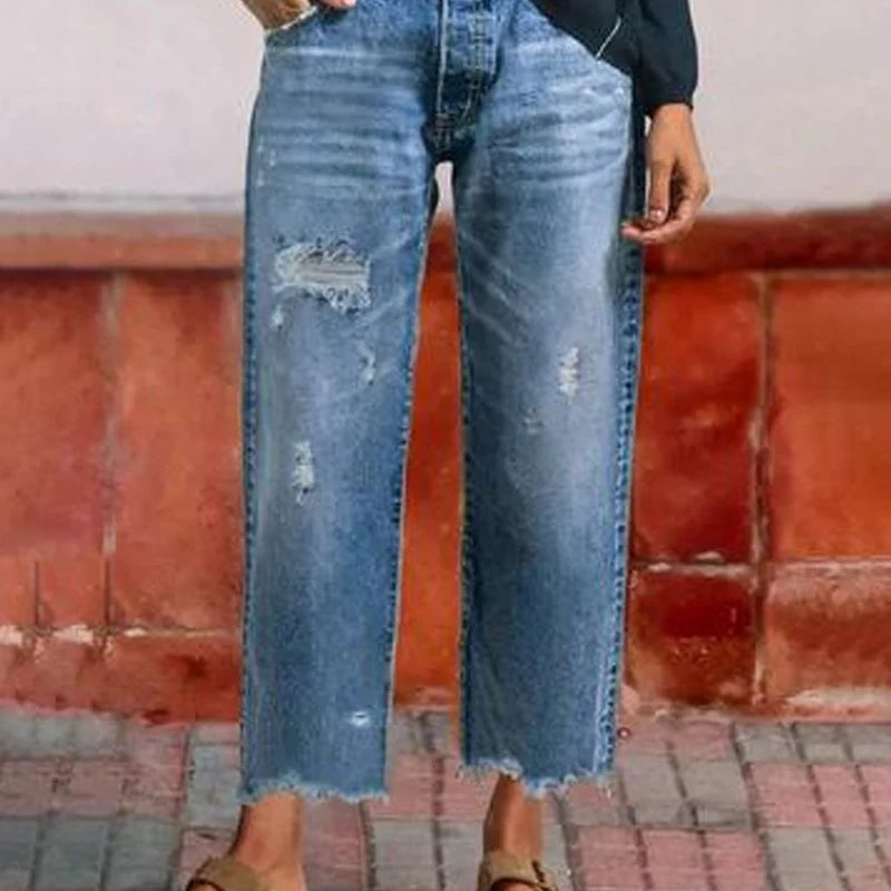 Retro kurze gerade Jeans für Frauen