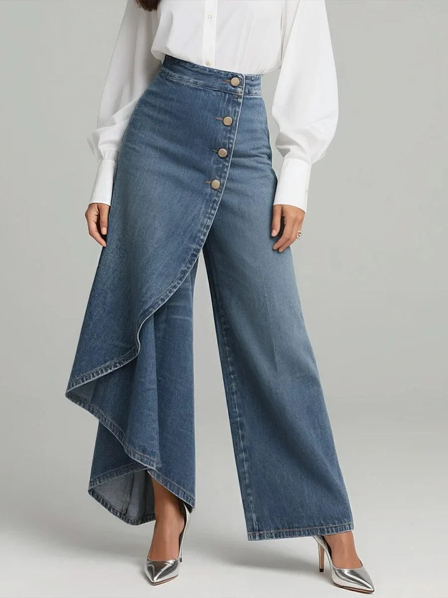 Stylische Damen High-Waisted Weitbein Jeans mit Relaxed Fit