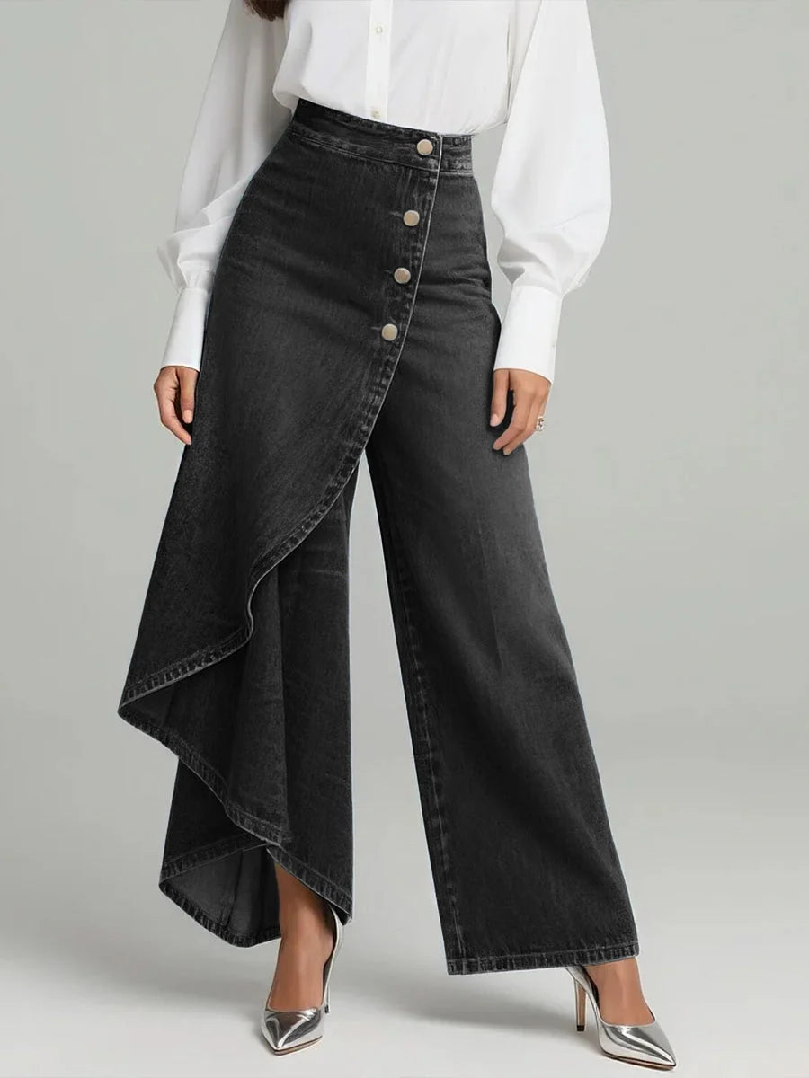 Stylische Damen High-Waisted Weitbein Jeans mit Relaxed Fit