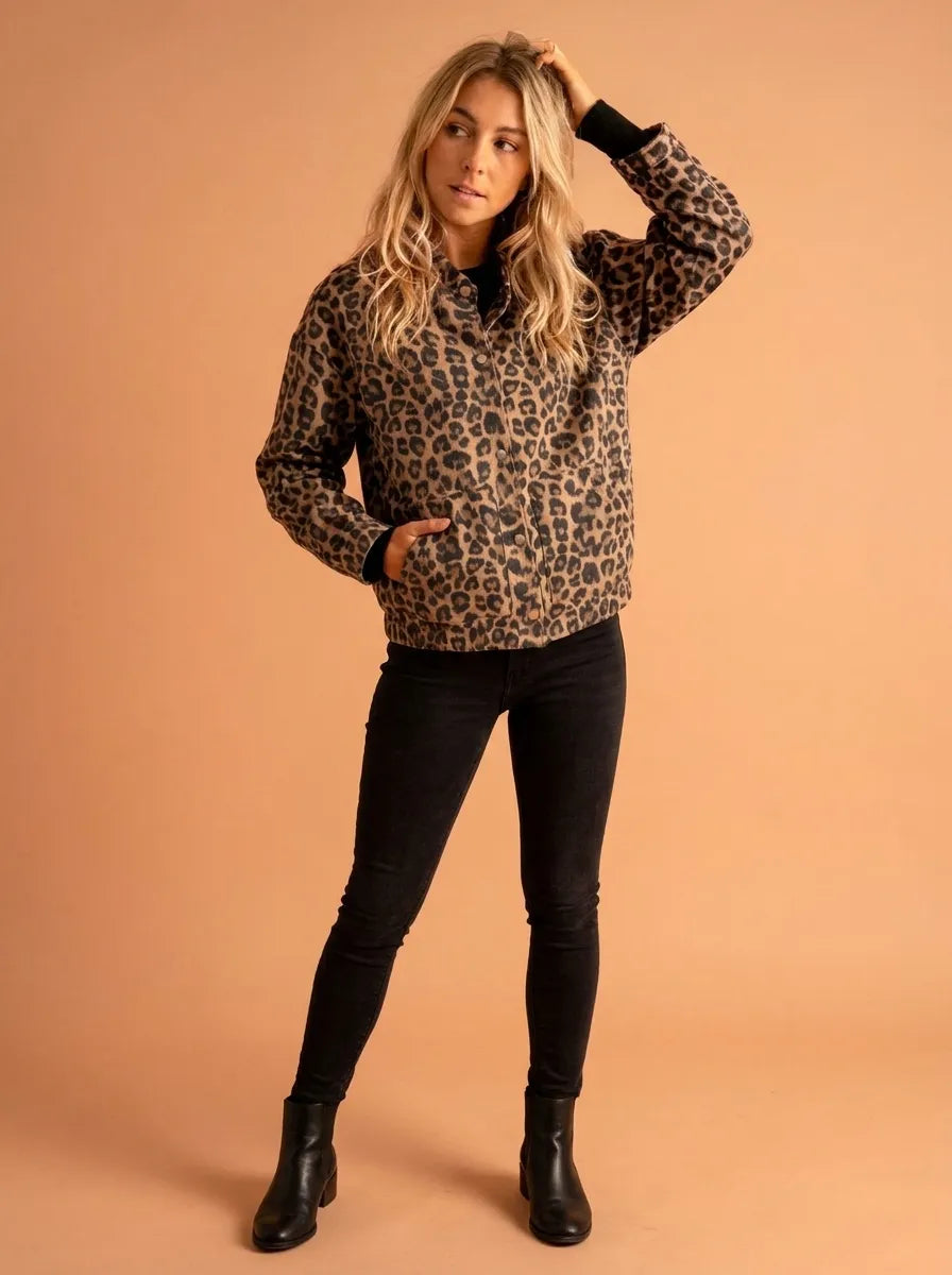 Zeitlose Leopardenmuster-Jacke für Damen kenzuu