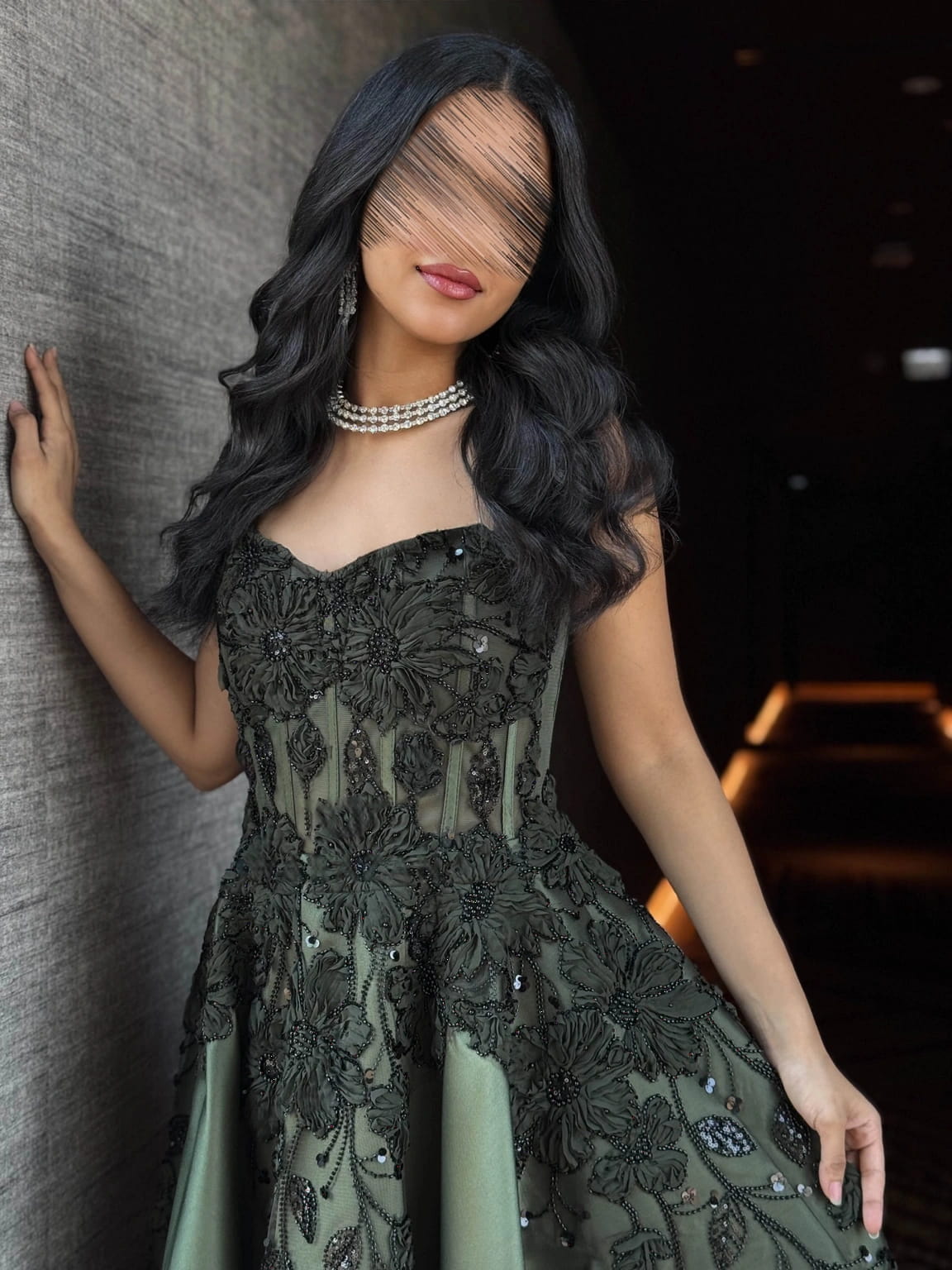 فستان سهرة ملكي ميكادو أسود أنيق