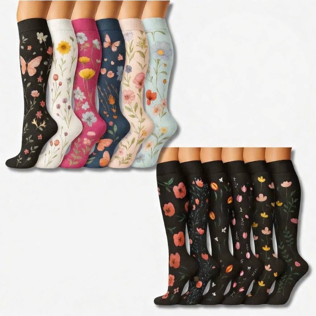 Flower Mix Compression Socks | 20-30mmHg | Buy 6, Get 6