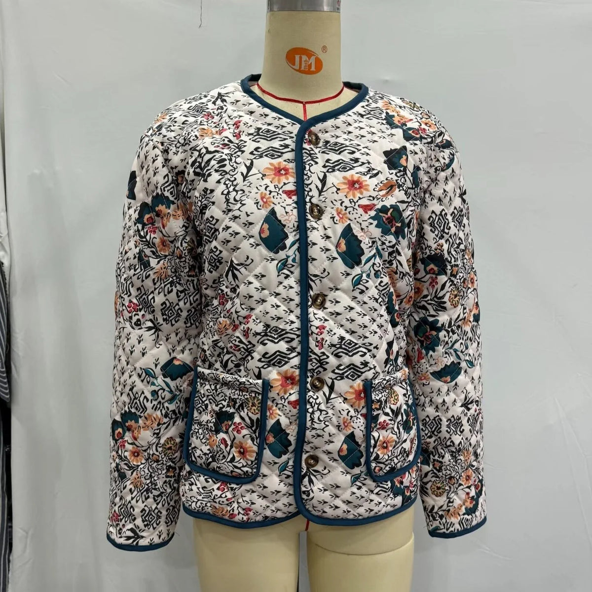 Damen Langarm Rundhalsjacke mit Taschen kenzuu