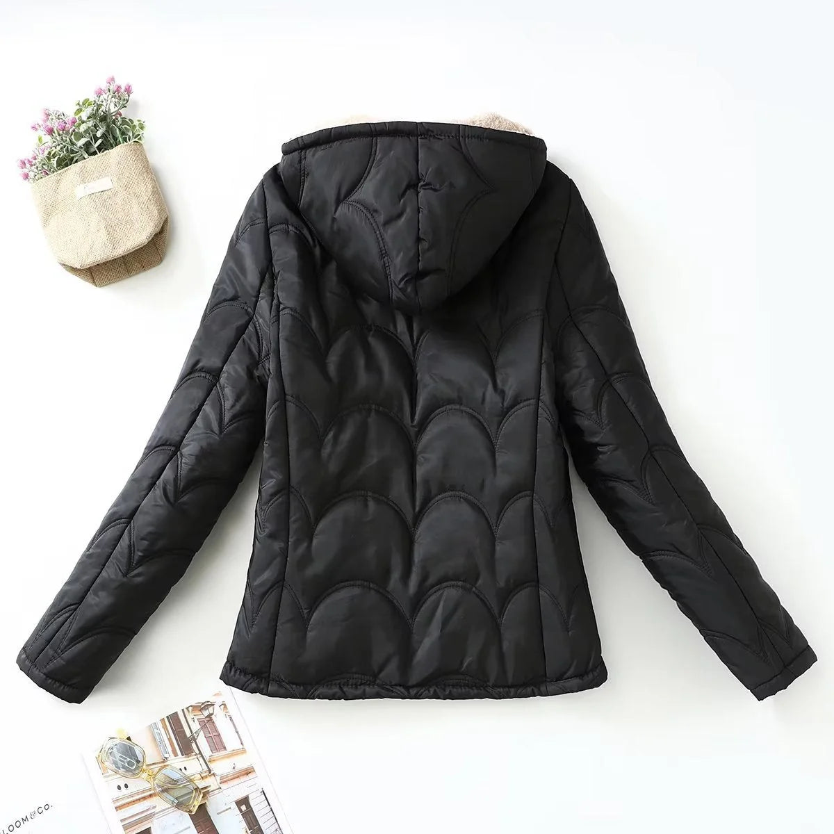 Damen Langarmjacke mit Kapuze und Taschen kenzuu