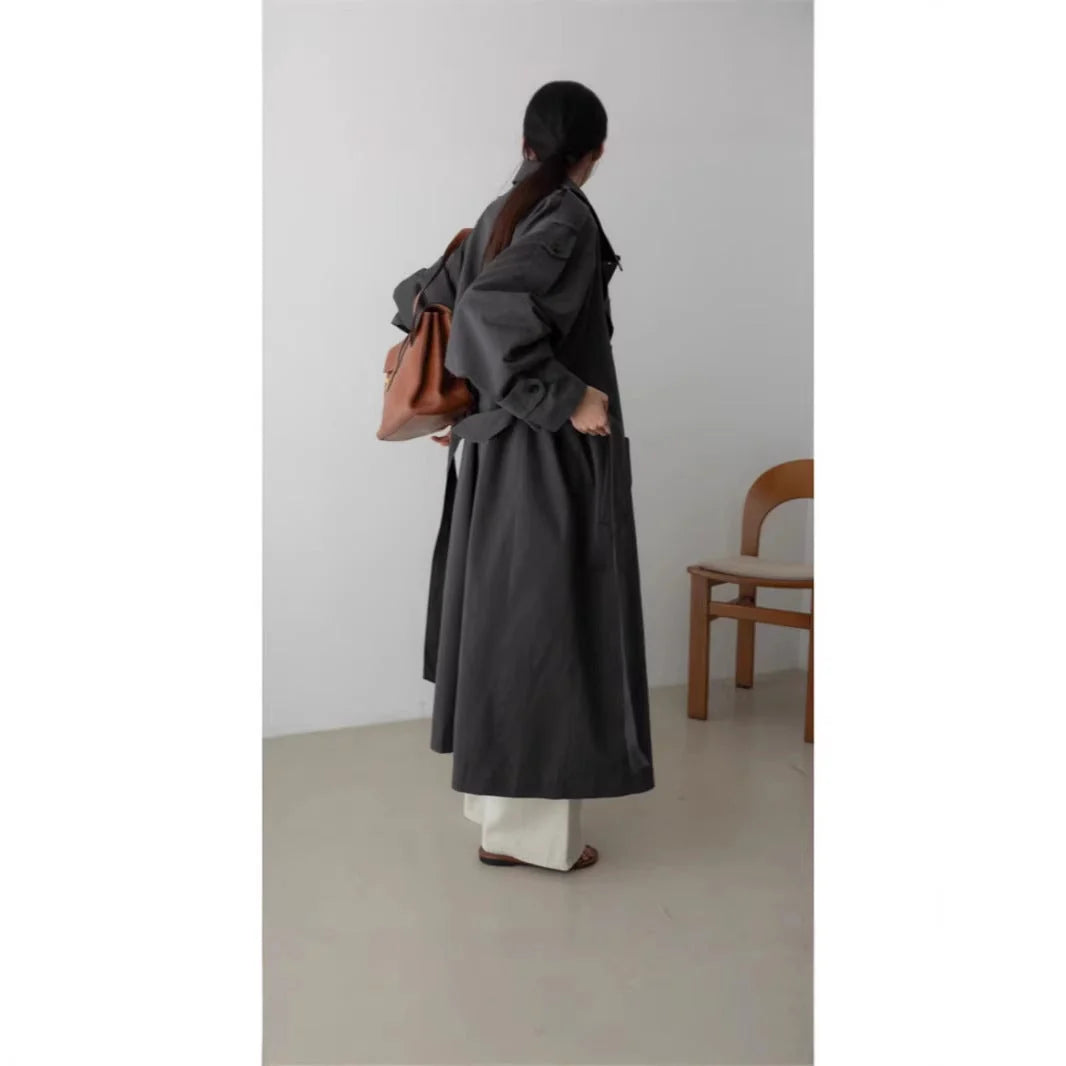 Damen Oversize-Trenchcoat in Maxilänge mit Taillengürtel