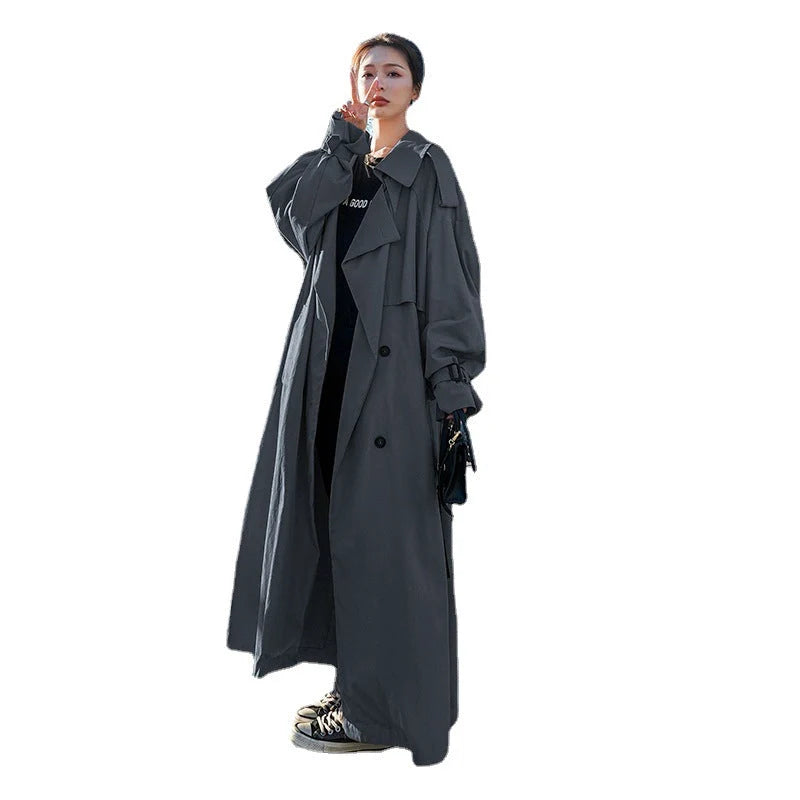 Damen Oversize-Trenchmantel mit Ballonärmeln und Taillengürtel kenzuu