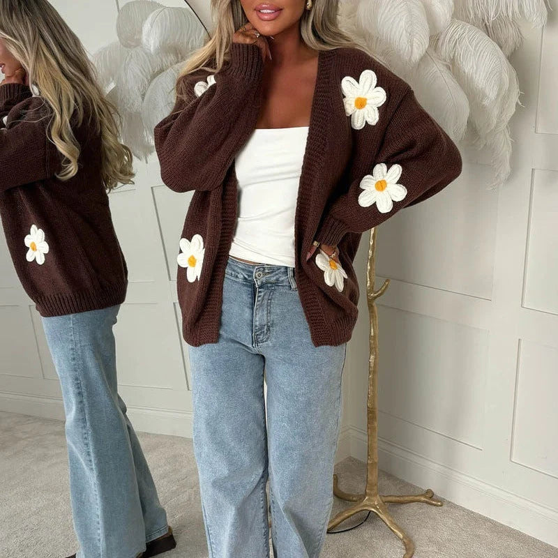 Damen Oversized Langarm-Cardigan kenzuu
