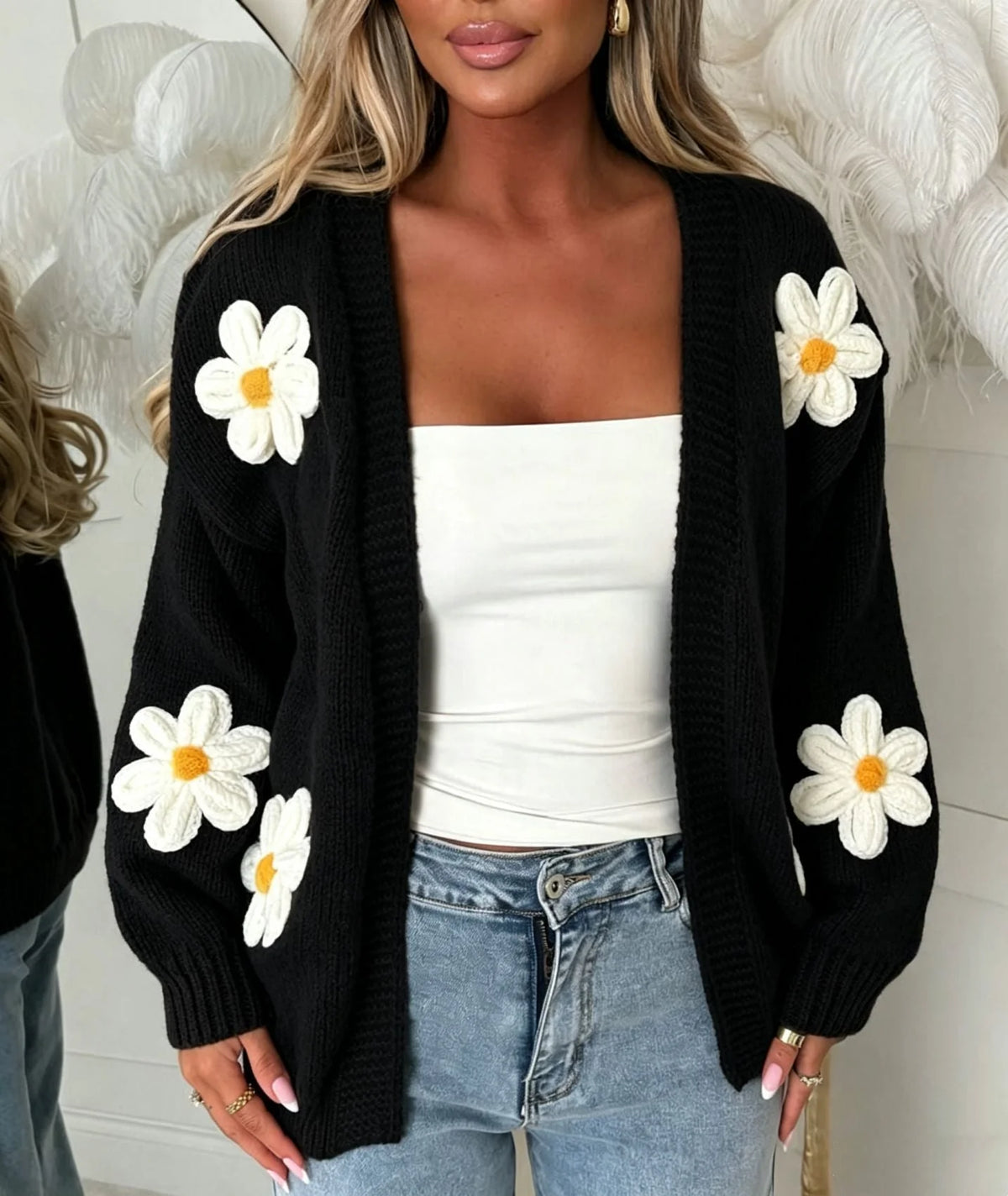 Damen Oversized Langarm-Cardigan kenzuu