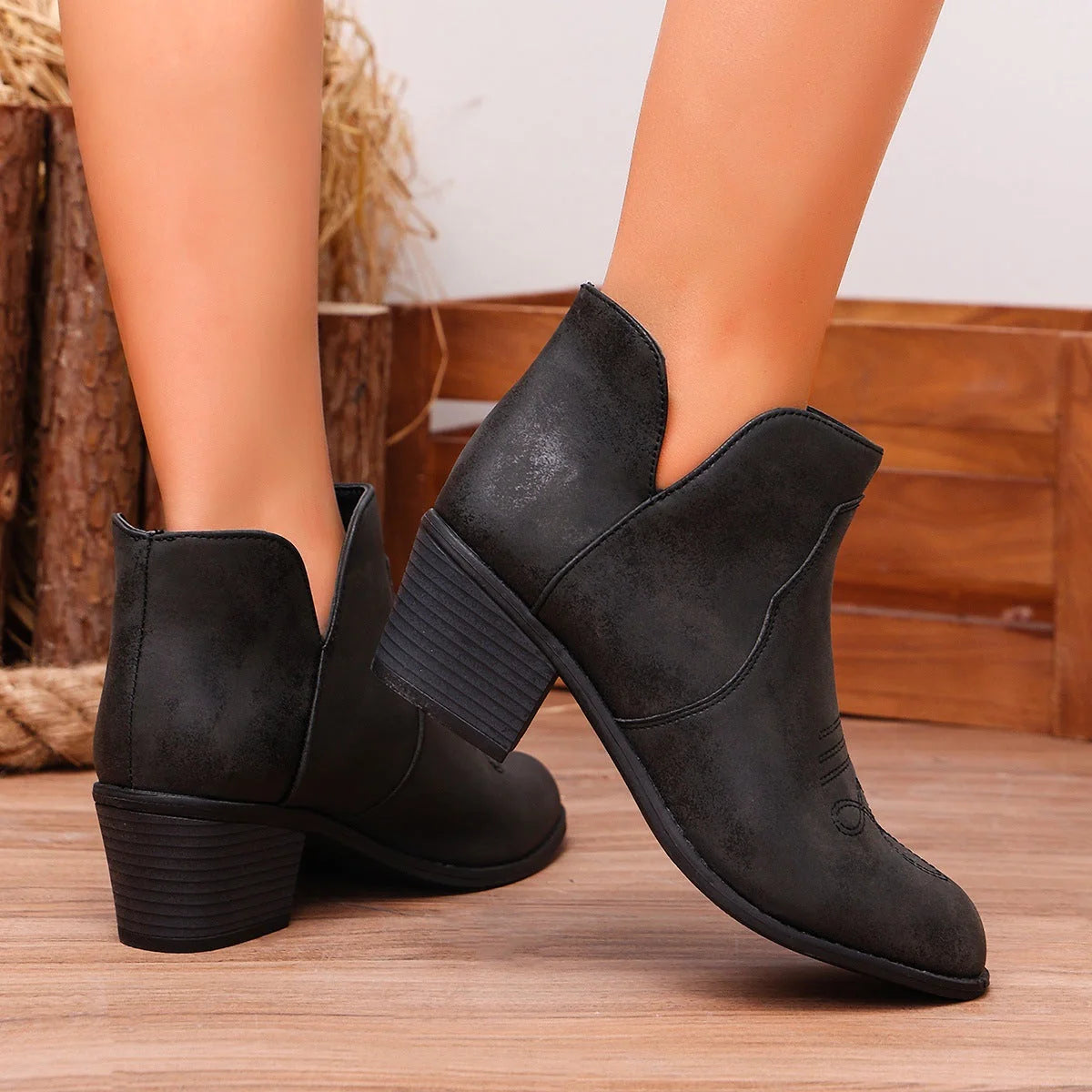 Damen Stiefeletten Mit Blockabsatz Und Bequemer Passform kenzuu