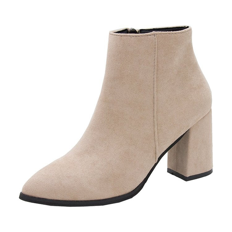 Damen Stiefeletten mit Blockabsatz und Reißverschluss