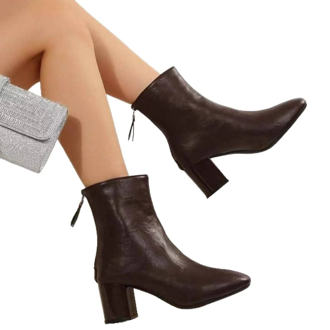Damen Stiefeletten mit Reißverschluss und Moderatem Blockabsatz