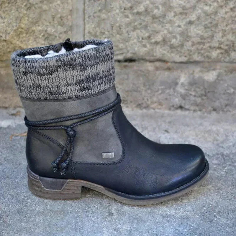 Damen Strick-Stulpen-Ankle Boots mit Schnürung kenzuu