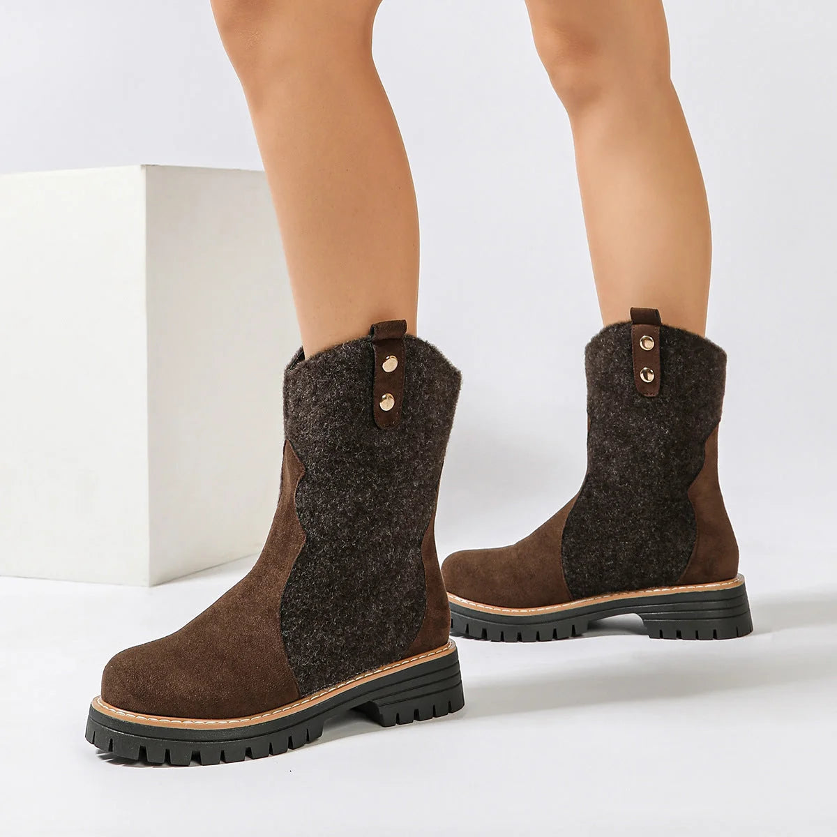 Damen Winterstiefel mit Fleece und robuster Gummisohle